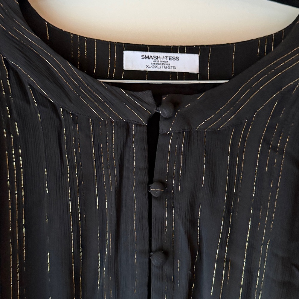 Smash + Tess Black and Gold Long Sleeve Dress - Picture 3 of 4